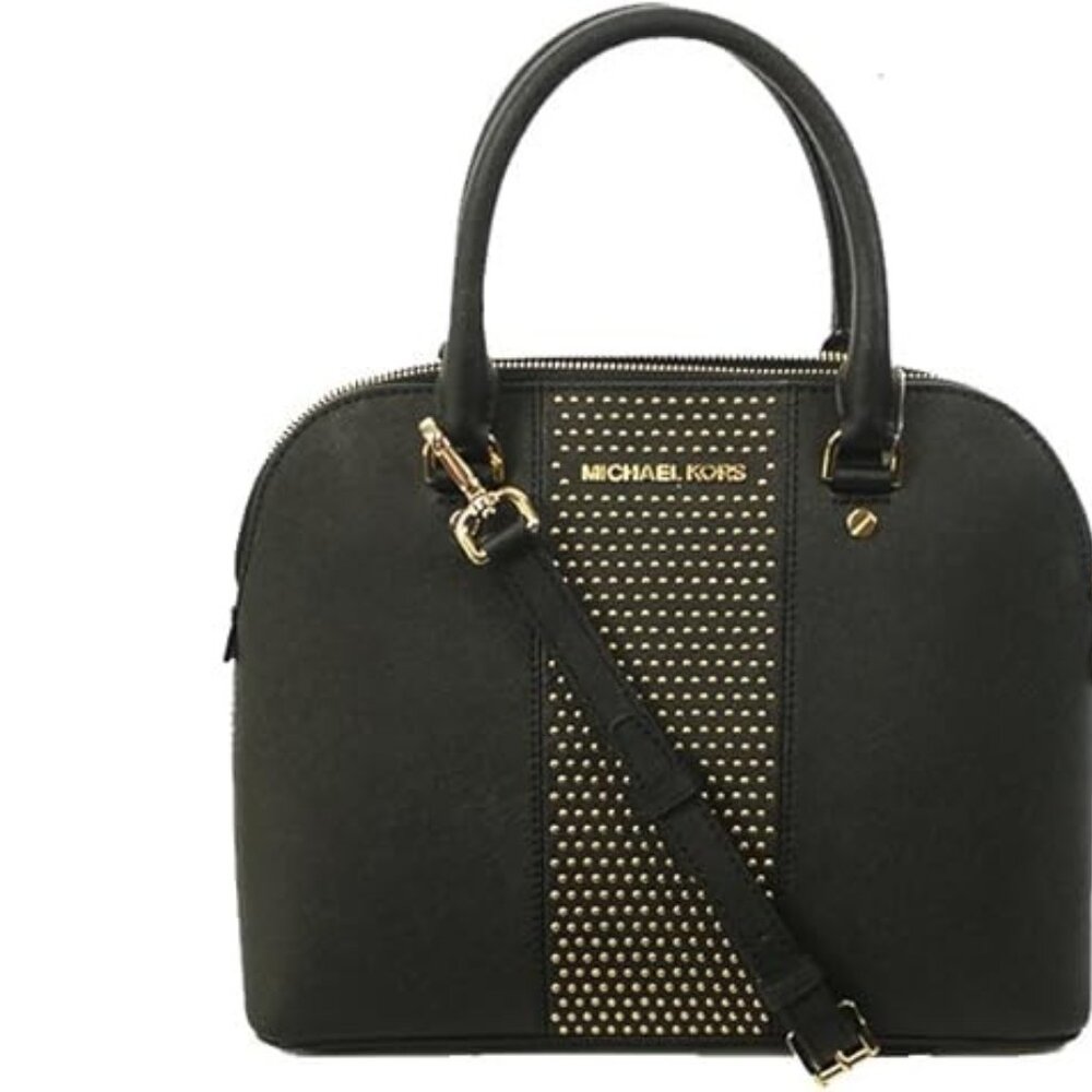 Like New Michael Kors Cindy Black Leather Shoulder Bag Crossbody Purse